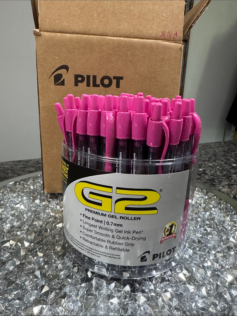 Pilot pink G2 premium gel ink roller pens case NEW